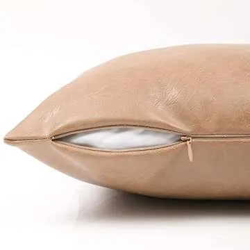 Stylish Tan Faux Leather Pillow Covers Set for Home Decor