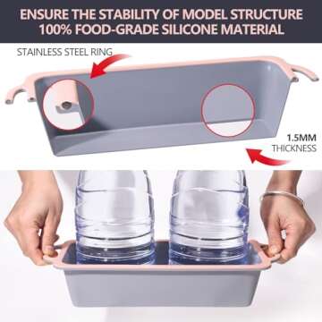 COOKSTYLE 10 in 1 Nonstick Silicone Bakeware Sets, Baking Pans Set, Baking Pan, Bundt Cake Pan, Bread Loaf Pan with Steel ring, Muffin Cups with Silicone Spatulas Pastry Brush Oven Mitts Whisk (Pink)