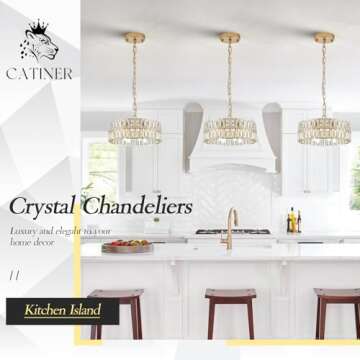 CATINER Gold Crystal Chandeliers for Modern Lighting