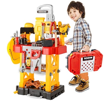 Toy Choi's Toy Construction Set, 83 Pieces Transformable Toy Workbench, Kids Tools Set for Boys & Gi...