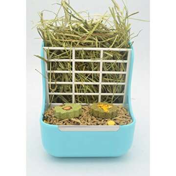 Hay Food Bin Feeder, Hay and Food Feeder Bowls Manger Rack for Rabbit Guinea Pig Chinchilla and Othe...