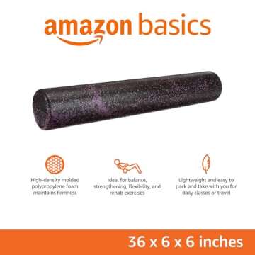 Amazon Basics High-Density Round Foam Roller for Exercise and Recovery - 36-inch, Purple Speckled