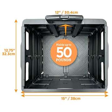 Inspired Living Ultra-Slim Rolling Collapsible Storage Pack-N-Roll Utility-carts, with Telescopic Handle, for Home, Garden, Shopping, Office, School use, Medium, Black