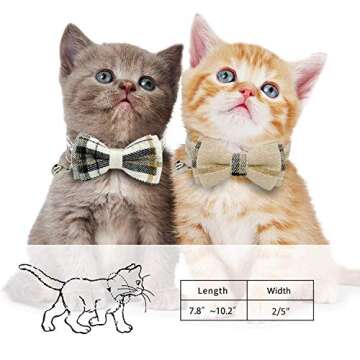 KUDES 2 Pack Cat Collars Set, Cat Collar Breakaway with Cute Bow Tie and Bell, Adjustable from 7.5-1...