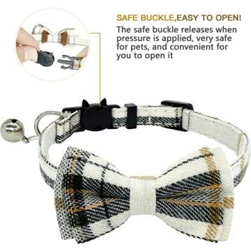 KUDES 2 Pack Cat Collars Set, Cat Collar Breakaway with Cute Bow Tie and Bell, Adjustable from 7.5-10.8 Inch, Soft and Comfortable for Kitten and Some Puppies