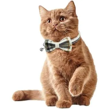 KUDES 2 Pack Cat Collars Set, Cat Collar Breakaway with Cute Bow Tie and Bell, Adjustable from 7.5-10.8 Inch, Soft and Comfortable for Kitten and Some Puppies