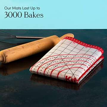 Kitzini Silicone Pastry Mat, Non Slip Baking Mat, BPA-Free Silicone Baking Sheet, Extra Large Silicone Mats for Baking, Rolling Pastry, Dough, Pizza & Cookies, Kneading Mat - 28 x 20 inches