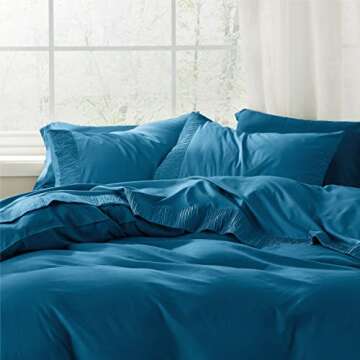 Bedsure Queen Sheet Set - 4 Pieces Soft Queen Size Sheets - Breathable & Cooling - Hotel Luxury - Easy Care Polyester Microfiber Bedding for Women, Men, Teal Blue