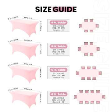 Utopia Kitchen 6FT Spandex Tablecloth [1 Pack, Pink] 200 GSM Stretch, Fitted, Washable and Wrinkle R...