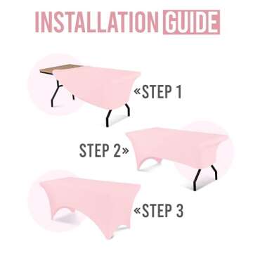 Utopia Kitchen 6FT Spandex Tablecloth [1 Pack, Pink] 200 GSM Stretch, Fitted, Washable and Wrinkle Resistant Table Cloth Rectangle Cover for Trade Shows, Wedding, Parties [72Lx30Wx30H Inch]