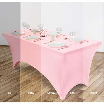 Utopia Kitchen 6FT Spandex Tablecloth [1 Pack, Pink] 200 GSM Stretch, Fitted, Washable and Wrinkle Resistant Table Cloth Rectangle Cover for Trade Shows, Wedding, Parties [72Lx30Wx30H Inch]