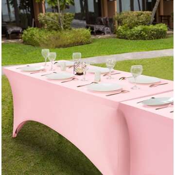 Utopia Kitchen 6FT Spandex Tablecloth [1 Pack, Pink] 200 GSM Stretch, Fitted, Washable and Wrinkle Resistant Table Cloth Rectangle Cover for Trade Shows, Wedding, Parties [72Lx30Wx30H Inch]