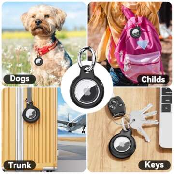 Wowwat Waterproof Airtag Holder with Apple Airtags Keychain, Hard PC Air Tag Case, Anti-Scratch and Shock Air tag Holder, Airtags Accessories for Apple Tag Holder, Cover for Dog,Car Key,Luggage-Black
