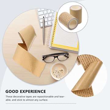 Adhesive Tapes Vintage Washi Tape Decorative Adhesive Wrapping Tape Writable Kraft Paper Sticker for DIY Crafts Journals Planners Photo Frame Scrapbooking Wrapping 2 Rolls Goon Tape