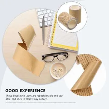 Adhesive Tapes Vintage Washi Tape Decorative Adhesive Wrapping Tape Writable Kraft Paper Sticker for DIY Crafts Journals Planners Photo Frame Scrapbooking Wrapping 2 Rolls Goon Tape