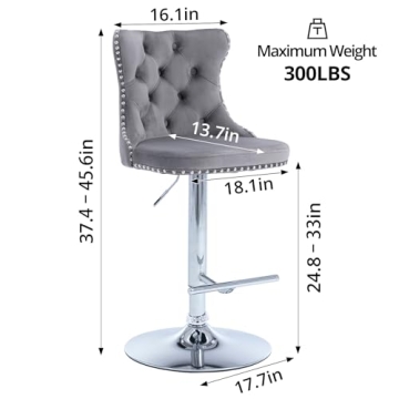 Versatile Velvet Swivel Bar Stools Set of 2 for Home