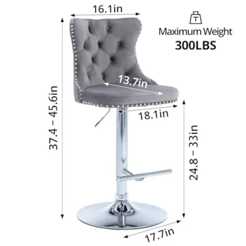 Versatile Velvet Swivel Bar Stools Set of 2 for Home