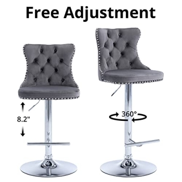 Versatile Velvet Swivel Bar Stools Set of 2 for Home