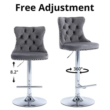 Versatile Velvet Swivel Bar Stools Set of 2 for Home