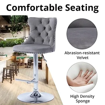 Versatile Velvet Swivel Bar Stools Set of 2 for Home