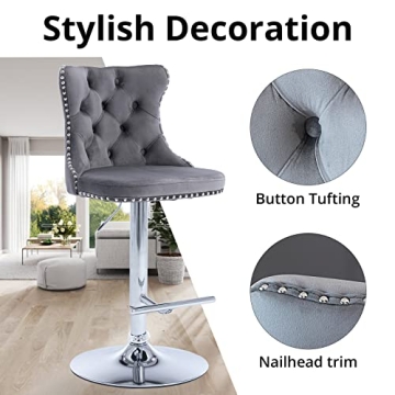 Versatile Velvet Swivel Bar Stools Set of 2 for Home