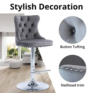 Versatile Velvet Swivel Bar Stools Set of 2 for Home