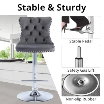 Versatile Velvet Swivel Bar Stools Set of 2 for Home