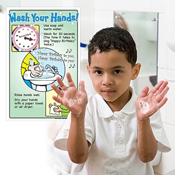 Colorful Wash Your Hands Poster for Kids - Health Decor