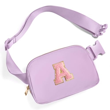Gitus Lavender Belt Bag Fanny Pack with Initial Patch – Trendy Gifts for Teens