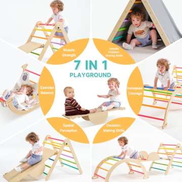 POHARE 7 in 1 Pikler Triangle Set for Toddlers