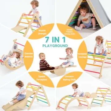 POHARE 7 in 1 Pikler Triangle Set for Toddlers