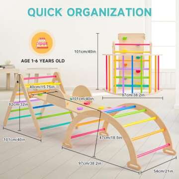 POHARE 7 in 1 Pikler Triangle Set for Toddlers