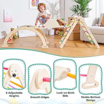 POHARE 7 in 1 Pikler Triangle Set for Toddlers