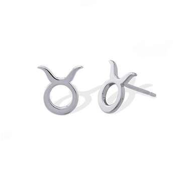 Boma Jewelry Sterling Silver Taurus Zodiac Sign Stud Earrings
