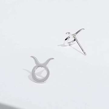 Boma Jewelry Sterling Silver Taurus Zodiac Sign Stud Earrings