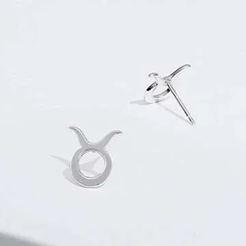 Boma Jewelry Sterling Silver Taurus Zodiac Sign Stud Earrings