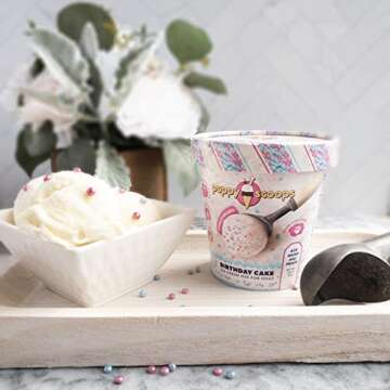 Puppy Scoops Dog Ice Cream Mix - Just Add Water and Freeze at Home, Powder Mix with Ice Cream Cup and Reusable Lid, Ice Cream Mix for Dogs (Birthday Cake with Pupfetti Sprinkles Flavor), 5.65 oz - Made in USA
