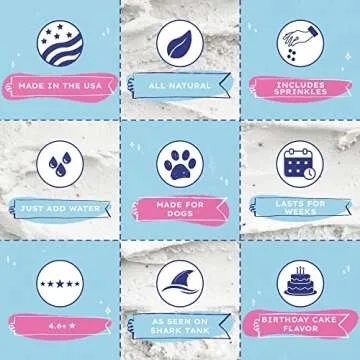 Puppy Scoops Dog Ice Cream Mix - Just Add Water and Freeze at Home, Powder Mix with Ice Cream Cup and Reusable Lid, Ice Cream Mix for Dogs (Birthday Cake with Pupfetti Sprinkles Flavor), 5.65 oz - Made in USA