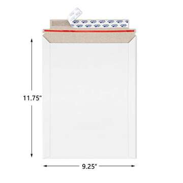 ValBox 9x11.5 Self Seal Photo Document Mailers 25 Pack Stay Flat White Cardboard Envelopes, 9.25 x 11.75 Inches