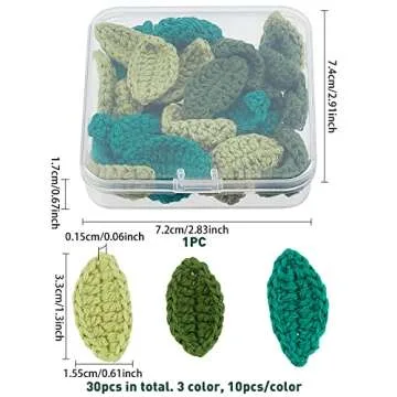 FINGERINSPIRE 30pcs Handmade Crocheted Leaves in 3 Color Crochet Green Leaf Handmade Crocheted Flowe...