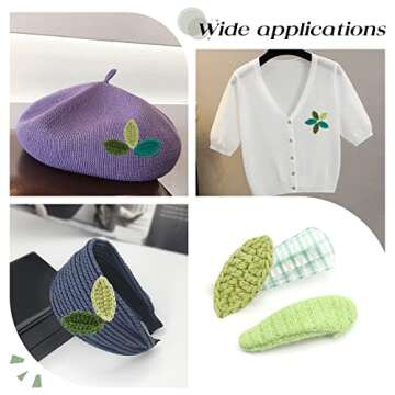 FINGERINSPIRE 30pcs Handmade Crocheted Leaves in 3 Color Crochet Green Leaf Handmade Crocheted Flowers Leaves Small Leaf Applique for Decorative Cardmaking Scrapbook Craft