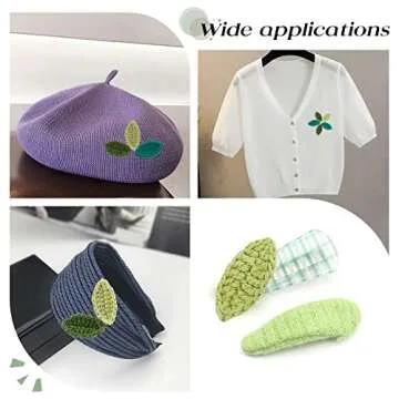 FINGERINSPIRE 30pcs Handmade Crocheted Leaves in 3 Color Crochet Green Leaf Handmade Crocheted Flowers Leaves Small Leaf Applique for Decorative Cardmaking Scrapbook Craft