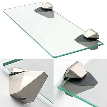 Metal Adjustable Wood/Glass Shelf Bracket Wall Mount 2 Pcs or One Pair, Brushed Nickel