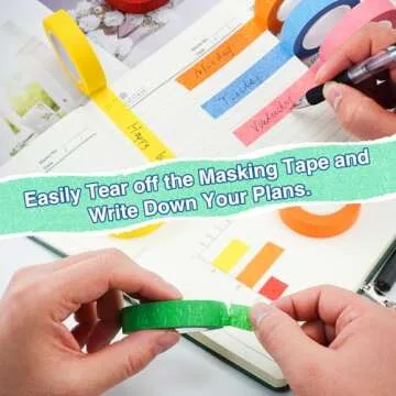 OWLKELA Colored Masking Tape 0.6" x 16 Yard Per Roll, 6 Rolls Rainbow Colors Painting Tapes, Painters Tape, Craft Tape, Labeling Tape, Paper Tape for Crafts & DIY Projects