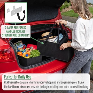 VENO Extra Large Reusable Grocery Bags - Eco-Friendly & Durable