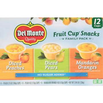 Del Monte No Sugar Added Variety Fruit Cups (Peaches, Pears, Mandarin Oranges), 4 Ounce (Pack of 12) 2002456