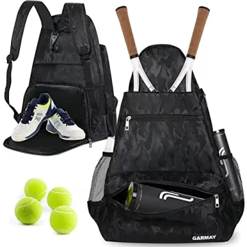 GARMAY Extra Large Tennis Backpack with Shoe Compartment - Waterproof Sports Bag