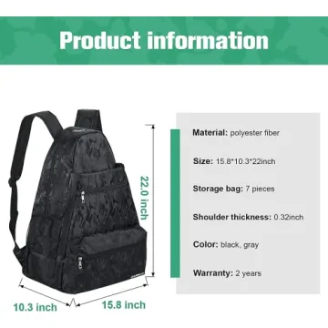 Waterproof Tennis Backpack with Shoe Compartment for Sports Enthusiasts