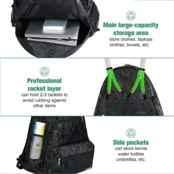 Waterproof Tennis Backpack with Shoe Compartment for Sports Enthusiasts