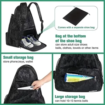 Waterproof Tennis Backpack with Shoe Compartment for Sports Enthusiasts